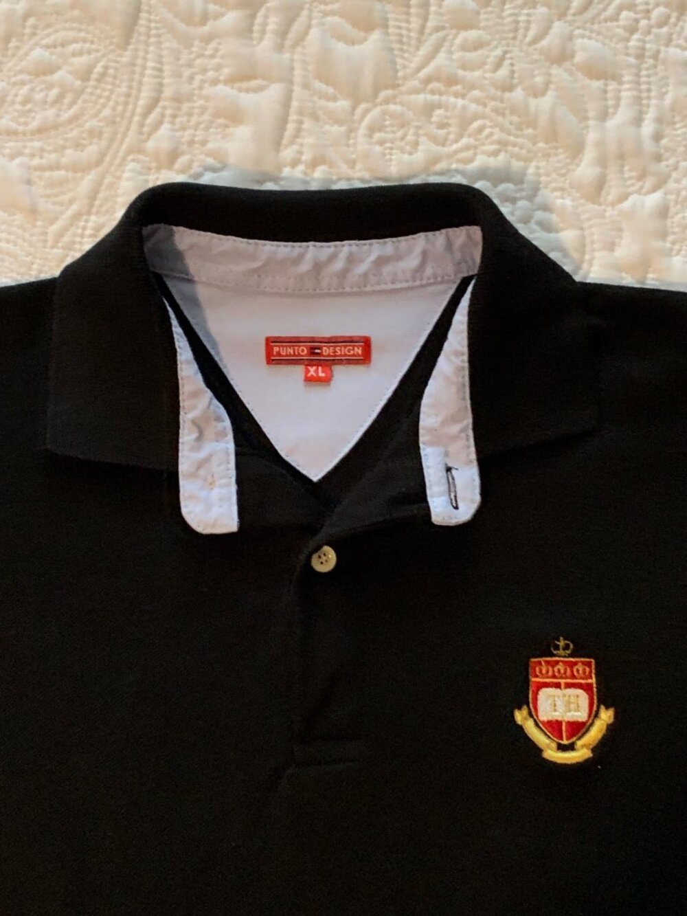 Tommy Hilfiger Punto Design Collection Polo Shirt Black Men's XL Crest